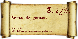 Berta Ágoston névjegykártya